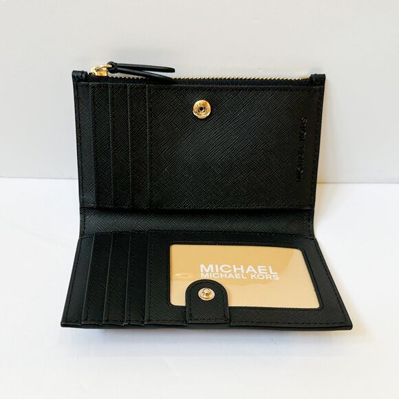 Michael Kors Jet Set Travel Small Bifold Card Case Wallet Black - Picture 7 of 11